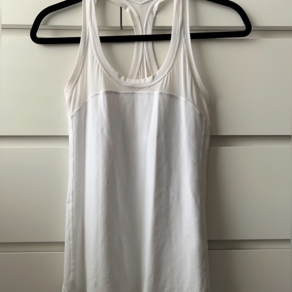 Lululemon white mesh/shear tank sz8